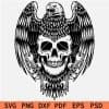 Eagle on top of Mechanic Skull SVG