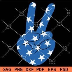Peace sign in US Flag Stars SVG