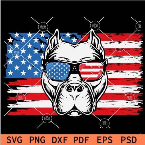 4th of July 1776 Memorial Day Pit Bull Dog Head SVG,