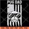 Pug Head with Sunglasses in Distressed US Flag SVG