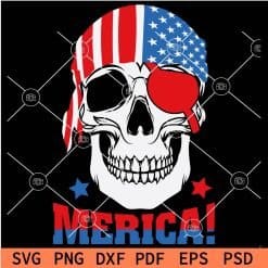 Merica Independence Day Skull SVG