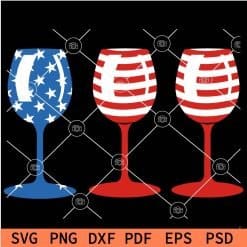4th July Wine glasses SVG