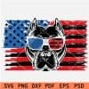 Patriotic Pit Bull Dog Head in US Flag SVG