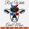 Red White and moo Patriotic Cow Head With Sun glasses and Bandana US Flag SVG