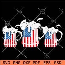 4th July Beer Glasses with foam SVG