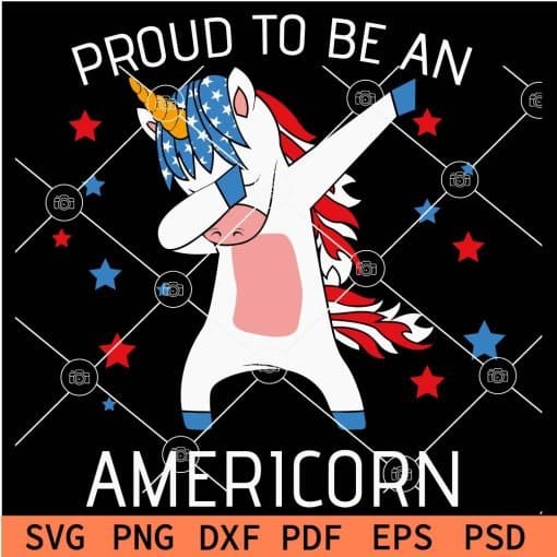 Proud to be an Americorn Patriotic Unicorn SVG,