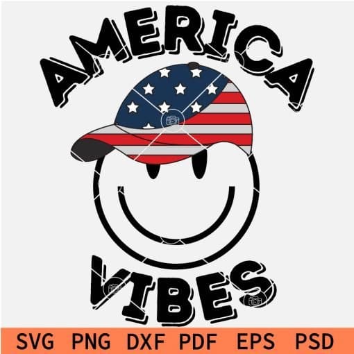 Merica Vibes Smile with patriotic Hat SVG