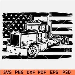 Grunge Flag with Semi Truck Svg