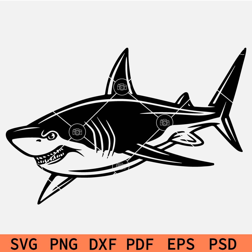 Shark Stencil SVG Shark Stencil SVG