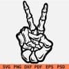 Skeleton Hand Peace Symbol Sketch SVG