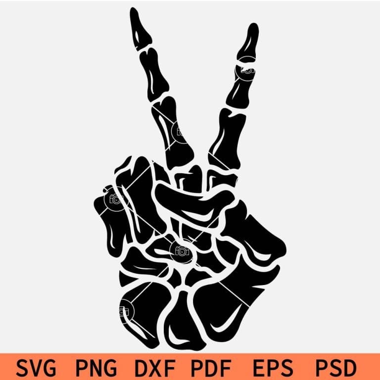 Skeleton Hand Peace Symbol SVG, Skeleton Peace Sign Svg, Skeleton Peace
