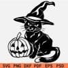 Halloween Cat with Witch Hat SVG