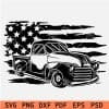 Distressed US Flag Vintage Truck SVG
