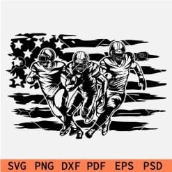 Distressed US Flag Football Players in Action SVG