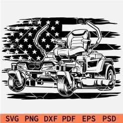Distressed US Flag Lawn Mower Svg