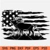 Distressed US Flag with Buck Deer SVG