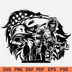 Distressed US Flag Fire Fighter Eagle Svg