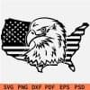 US Flag Inside Map Eagle SVG