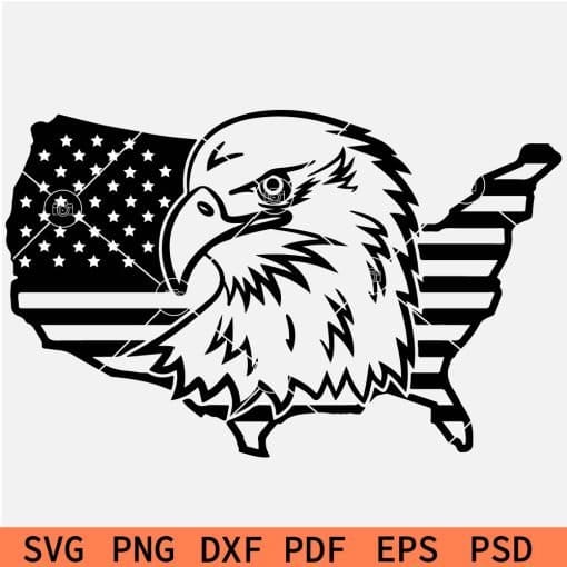 US Flag Inside Map Eagle SVG