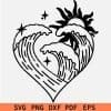 Water waves inside heart Symbol SVG