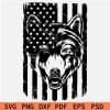 Wolf With Rugged American Flag Svg