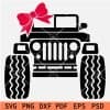 Monster Jeep Front with Red Bow SVG