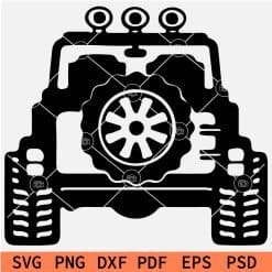 , Jeep Car Rear SVG, SVG, Jeep Wrangler back view