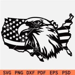 Eagle head inside Patriotic US Map