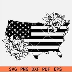 Floral Patriotic Map SVG