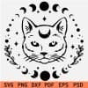 Mystical Cat Moon SVG