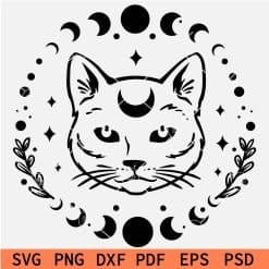 Mystical Cat Moon SVG