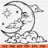 Magical Head inside moon and Clouds SVG
