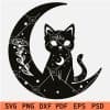 Mystical Black Cat Inside Moon SVG