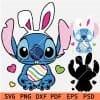 Stitch with Bunny Ears Holding Easter Egg Layered SVG