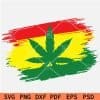 Weed Leaf inside Rasta Colors Flag SVG