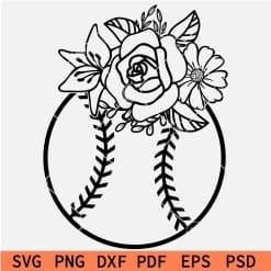 Floral Baseball Ball SVG
