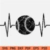 Grunge Baseball Heartbeat SVG