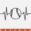 Outline Baseball Heartbeat SVG