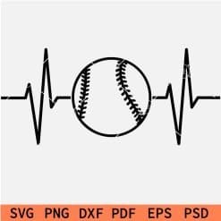 Outline Baseball Heartbeat SVG