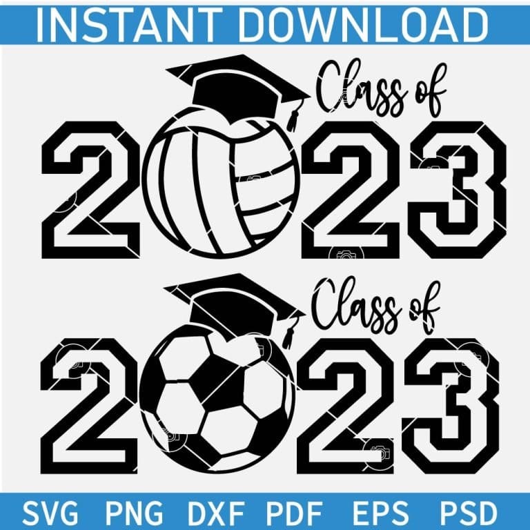 Graduation Ball Vector Class of 2023 Soccer ball with graduation hat SVG, 2023 Graduation SVG