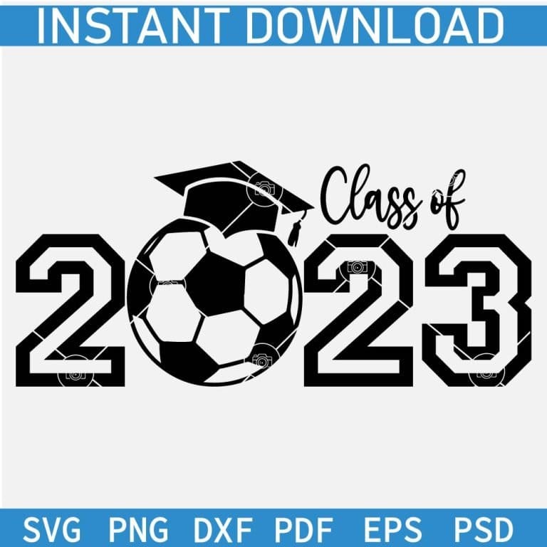 Class of 2023 Soccer ball and volleyball ball with graduation hat SVG ...