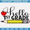 Hallo 1st Grade Pencil and Apple SVG