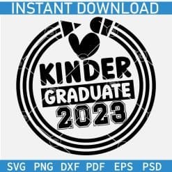 Kinder graduate 2023 Pencil and Heart Symbol SVG