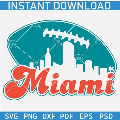 Miami City With Football Ball SVG