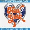 New York Through Heart symbol Baseball Ball SVG