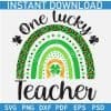 One Lucky Teacher Leopard Prints Boho Rainbow SVG