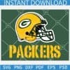 Packers name with Helmet Green Background SVG,
