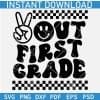 Peace Out First Grade Checkered Pattern SVG