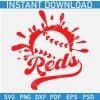 Reds Baseball Ball Splash SVG