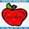 Teacher Phrase Inside Layered Apple SVG
